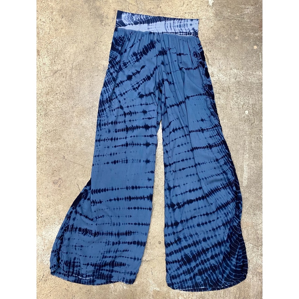 HARD TAIL Size Medium Blue Rayon Tie Dye Wide Leg